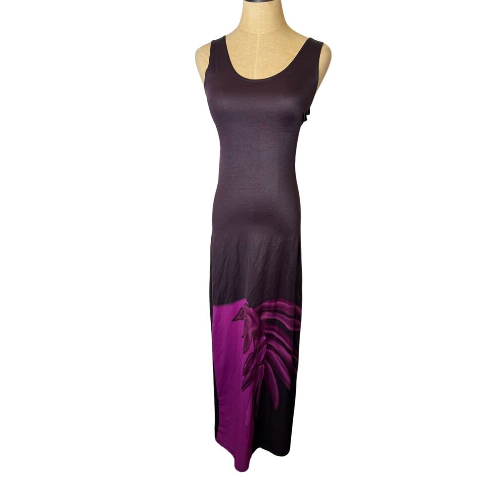 Dress Code Slim Dress Open Back Plum Black Maxi Women size M / L